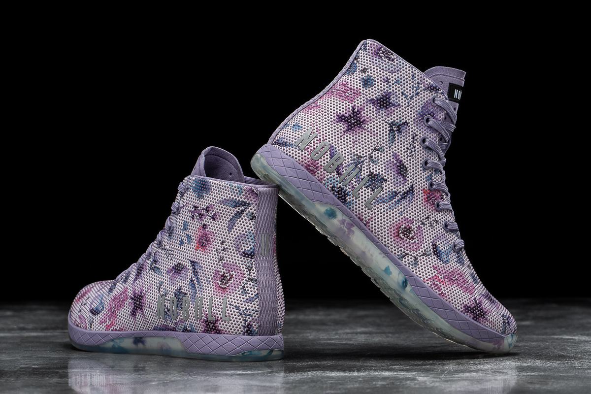 Nobull Superfabric High-Top Men's Trainers Purple Floral | Australia (DC9762)